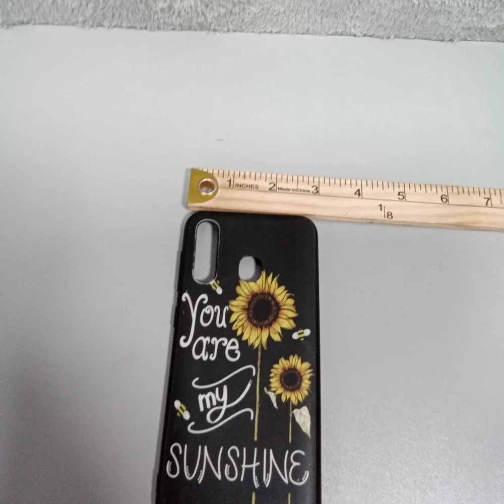 Black Sunflower You Are My Sunshine Phone Case Triple Camera Fingerprint‎ Sensor